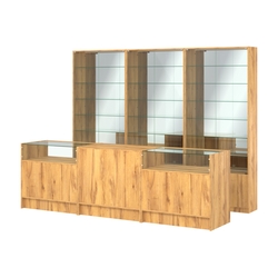 Комплект витрин с регулировочными полками NE-6 №12-2 и прилавков ЭК-2, Дуб Золотистый