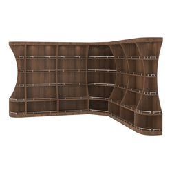 Угловой высокий стеллаж ГАРАНТ №3-О с ограничителями, Орех