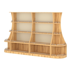 Пристенный низкий стеллаж ГАРАНТ №2-О с ограничителями, Дуб Золотистый и Крем Вайс