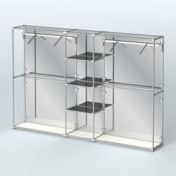 Торговая система ХРОМ (задняя стенка - зеркало) 3030 мм с тонированными полками и поручнями №12, Белый