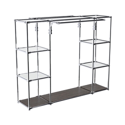 Хромированный стенд-вешало TD-46 №1-4 Хром с полками Зеркало 4мм, Дуб Венге