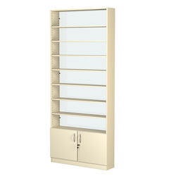 Стеллаж из ДСП с 7-ю полками 200x900 мм серии LEVEL-7 №10-1 (З/C - СТЕКЛО), Крем Вайс