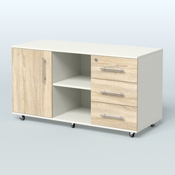 Приставка подкатная Лонди, цвет дуб шамони светлый, Белый + Дуб Сонома