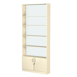 Стеллаж из ДСП с 4-мя полками 200x900 мм серии LEVEL-4 №10-1 (З/C - СТЕКЛО), Крем Вайс