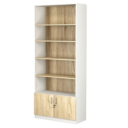 Стеллаж из ДСП с 4-мя полками 350x900 мм серии LEVEL-4 №13 (З/C - ДВП), Белый + Дуб Сонома