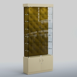 Высокая стеклянная витрина КАПИТОНЕ №31, Крем Вайс + 09 Olive
