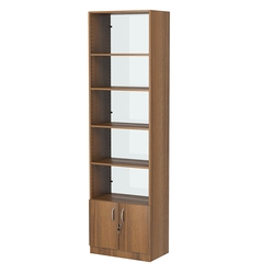 Стеллаж из ДСП с 4-мя полками 350x600 мм серии LEVEL-4 №6-1 (З/C - СТЕКЛО), Орех