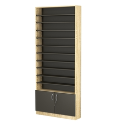 Стеллаж из ДСП с 10-ю полками 200x900 мм серии LEVEL-10 №10 (З/C - ДВП), Дуб Сонома + Черный