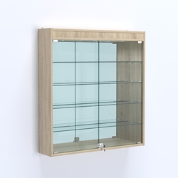 Витрина настенная №204-4А зеркальная с подсветкой, Дуб Сонома