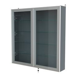 Витрина настенная №4-1А с узкими прозрачными полками серии Collecto, Темно-Серый