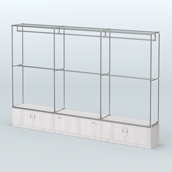 Торговая система ХРОМ без ДСП 3600 мм №1 с тумбами Т-11, Т-21 и поручнями, Ясень Анкор светлый