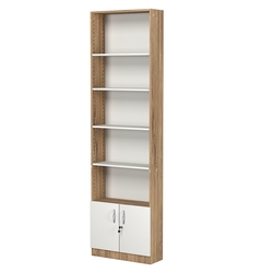 Стеллаж из ДСП с 4-мя полками 200x600 мм серии LEVEL-4 №3 (З/C - ДВП), Дуб Канзас коричневый + Белый