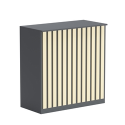 Торговый стол-прилавок широкий с планками серии ПРИЛИВ №20, Темно-серый + Крем Вайс