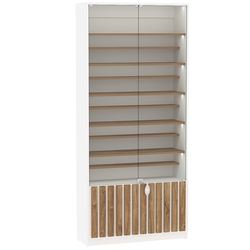 Витрина серии "Смок" №1-ДП-900 (с доп. полками), Белый + Дуб Канзас коричневый