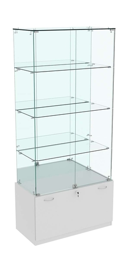 Витрина Кристалл №7 прямоугольная (задняя стенка - зеркало), Серый