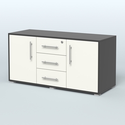 Тумба стационарная для оргтехники, цвет темный дуб, Черный + Белый