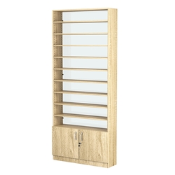 Стеллаж из ДСП с 9-ю полками 250x900 мм серии LEVEL-9 №11-1 (З/C - СТЕКЛО), Дуб Сонома