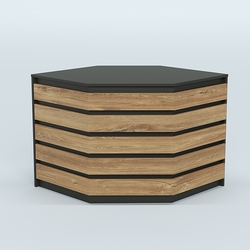 Стол-ресепшен серии ПРАЙМ №3А угловой, Черный + Дуб Канзас Коричневый