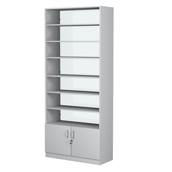 Стеллаж из ДСП с 6-ю полками 400x900 мм серии LEVEL-6 №14-1 (З/C - СТЕКЛО), Серый