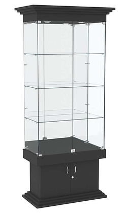 Витрина широкая с тремя полками и зеркалом ДОНЖОН №3, Черный