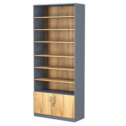 Стеллаж из ДСП с 6-ю полками 350x900 мм серии LEVEL-6 №13 (З/C - ДВП), Темно-серый и Дуб Золотистый