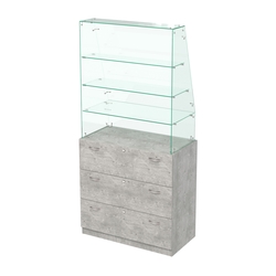 Прилавок с наклонным фасадным стеклом Селена-15, Метрополитан Грей