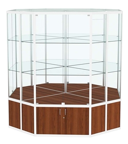 Витрина из профиля островная восьмигранная №2, Орех