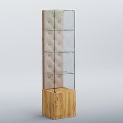 Высокая стеклянная витрина КАПИТОНЕ №6, Дуб Золотистый + 01 Cream
