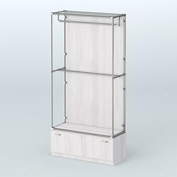 Торговая система ХРОМ (задняя стенка - ДСП) 1200 мм №1-1 с тумбой Т-11 и поручнями, Ясень Анкор светлый