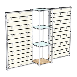 Хромированное вешало ЩИТ №2-1 с полками стекло 6мм, Дуб Золотистый