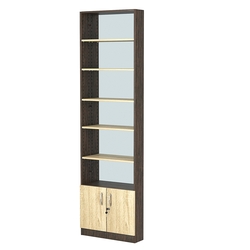 Стеллаж из ДСП с 5-ю полками 150x600 мм серии LEVEL-5 №2-2 (З/C - ЗЕРКАЛО), Дуб Венге + Дуб Сонома