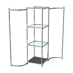 Хромированное вешало ВОЛНА №1-1 с полками стекло 6 мм, Антрацит