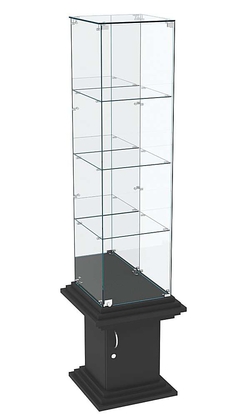 Витрина стаканчик с тремя полками и зеркалом КОЛОСС №8, Черный