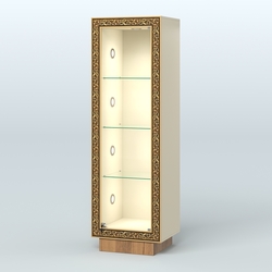 Низкая витрина с декором на цоколе НБА-1С, Крем Вайс + Орех