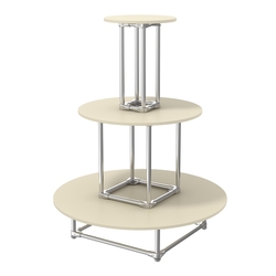 Торговый хромированный остров ПИРАМИДА №4 (полки ДСП 16мм), Крем Вайс