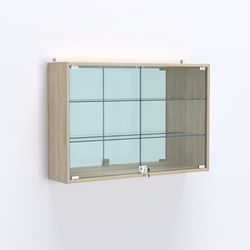 Витрина настенная №203-2А широкая с зеркалом, Дуб Сонома