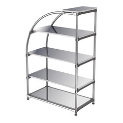 Хромированный стенд универсальный TD-06 (Т) с полками Зеркало 4мм, Ясень Анкор светлый