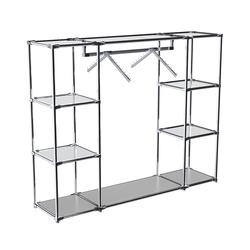 Хромированный стенд-вешало TD-47 №1-4 Хром с полками Зеркало 4мм, Серый