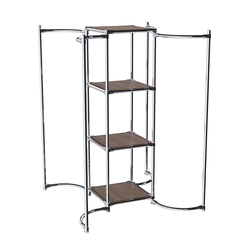 Хромированное вешало ВОЛНА №3-3 с полками ДСП 16мм, Орех