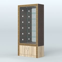 Витрина центральная с декором №ВБА-503С, Дуб Венге + Дуб Сонома
