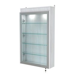 Витрина настенная №2-3А с четырьмя полками и подсветкой серии Collecto, Ясень Анкор светлый