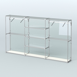 Торговая система ХРОМ (задняя стенка - стекло) 3600 мм с зеркальными полками и поручнями №10, Белый