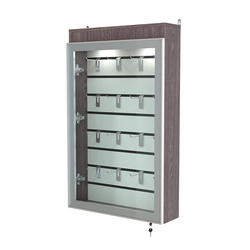 Витрина настенная №2-2Б с эконом панелью и верхней подсветкой серии Collecto, Ясень Анкор темный