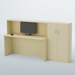 Ресепшен с большим столом и тумбами ВЕГА №4Д, Крем Вайс