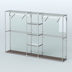 Торговая система ХРОМ (задняя стенка - стекло) 3600 мм с зеркальными полками и поручнями №12, Дуб Венге