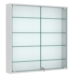 Витрина настенная №4-1А с узкими прозрачными полками, Серый