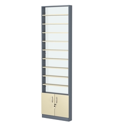 Стеллаж из ДСП с 9-ю полками 100x600 мм серии LEVEL-9 №1-1 (З/C - СТЕКЛО), Темно-серый + Крем Вайс