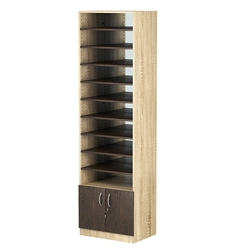 Стеллаж из ДСП с 10-ю полками 400x600 мм серии LEVEL-10 №7-2 (З/C - ЗЕРКАЛО), Дуб Сонома + Дуб Венге