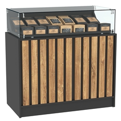 Прилавок серии "Смок" №7, Черный + Дуб Канзас коричневый