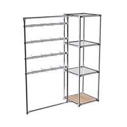 Хромированное вешало ШТАНГА №1-4 с зеркальными полками 4 мм, Дуб Сонома